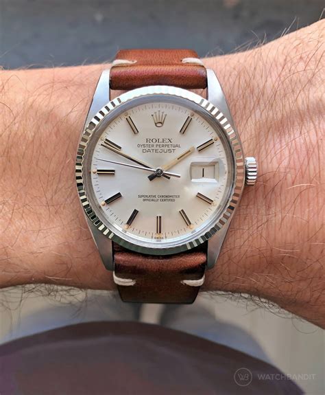 vintage rolex black strap|rolex datejust on leather strap.